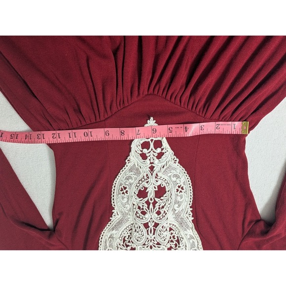 Vtg 1970s Gunne‎ Sax Dress Christmas Dark Red Size 3 Small Lace Modest Prairie - Picture 15 of 16
